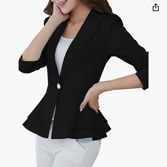 ⭐️Long Sleeve Ruffle Hem One Button Blazer⭐️ - Picture 4 of 10